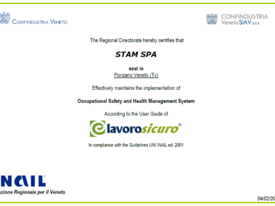 STAM confirms its commitment in Safety and Health