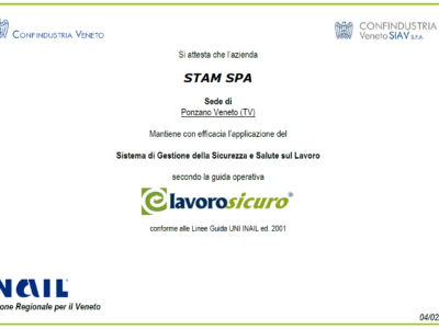STAM conferma il suo impegno in Sicurezza e Salute
